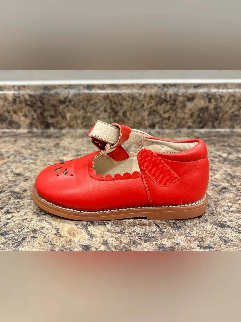 Felix & Flora Red Girls' T-Strap Leather Mary Janes Shoes